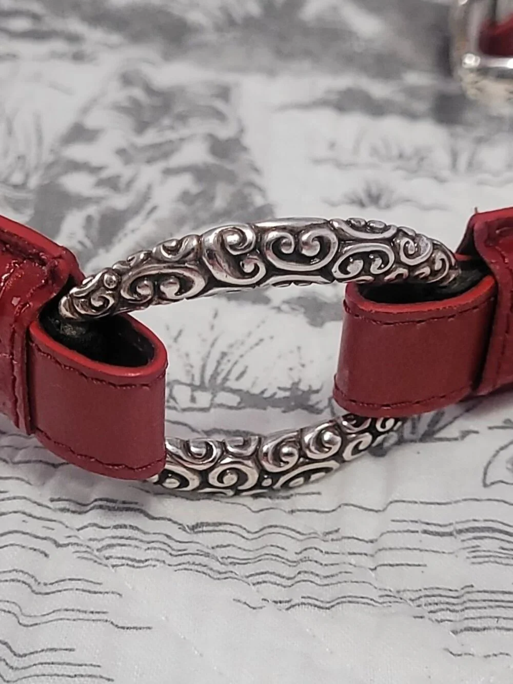 Brighton Red Leather Belt with Silver Size 34 x 1